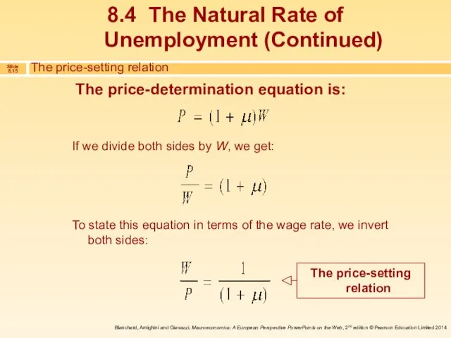 The price-determination equation is: If we divide both sides by W,