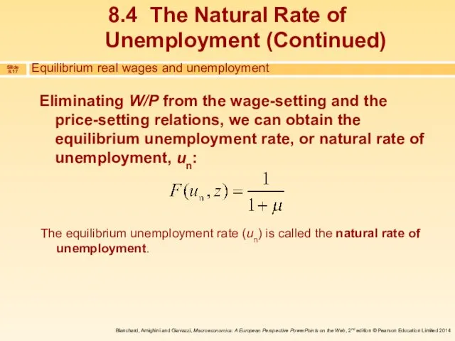 Eliminating W/P from the wage-setting and the price-setting relations, we can