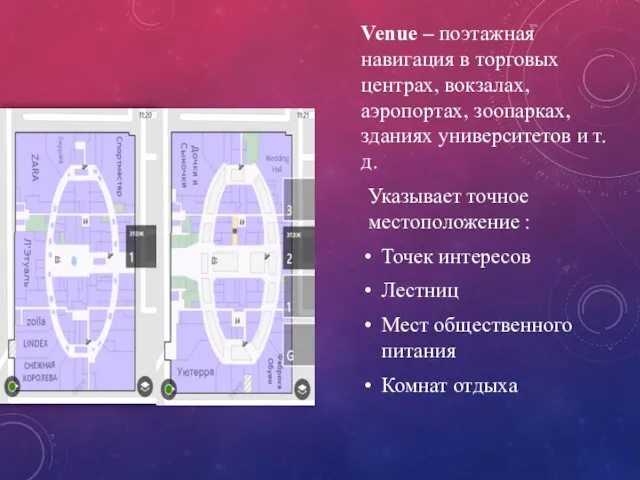 Venue – поэтажная навигация в торговых центрах, вокзалах, аэропортах, зоопарках, зданиях