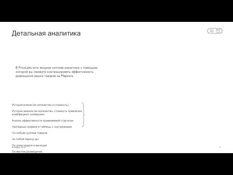 Детальная аналитика История кликов (их количество и стоимость) История заказов (их