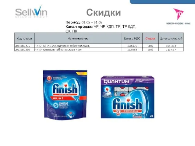 Скидки Период: 01.05 – 31.05 Канал продаж: ЧР, ЧР КДП, ТР, ТР КДП, СК, ПК