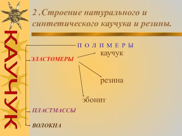 2 .Строение натурального и синтетического каучука и резины. П О Л