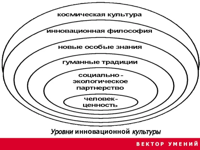 Уровни инновационной культуры В Е К Т О Р У М Е Н И Й