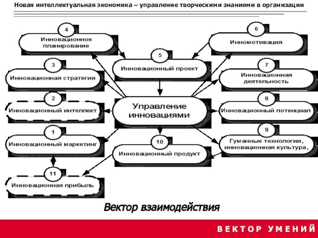 Новая интеллектуальная экономика – управление творческими знаниями в организации Вектор взаимодействия