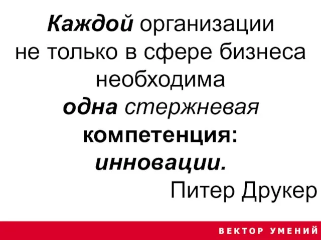 Каждой организации не только в сфере бизнеса необходима одна стержневая компетенция: