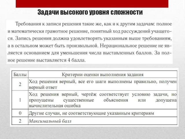 Задачи высокого уровня сложности