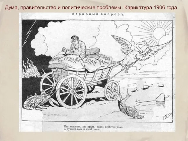 Дума, правительство и политические проблемы. Карикатура 1906 года