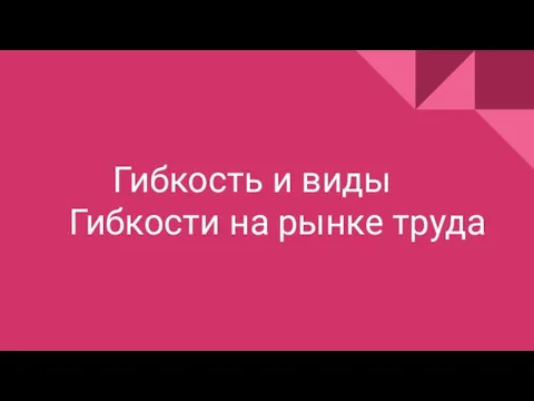 Гибкость и виды Гибкости на рынке труда