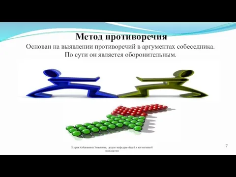 Метод противоречия Основан на выявлении противоречий в аргументах собеседника. По сути