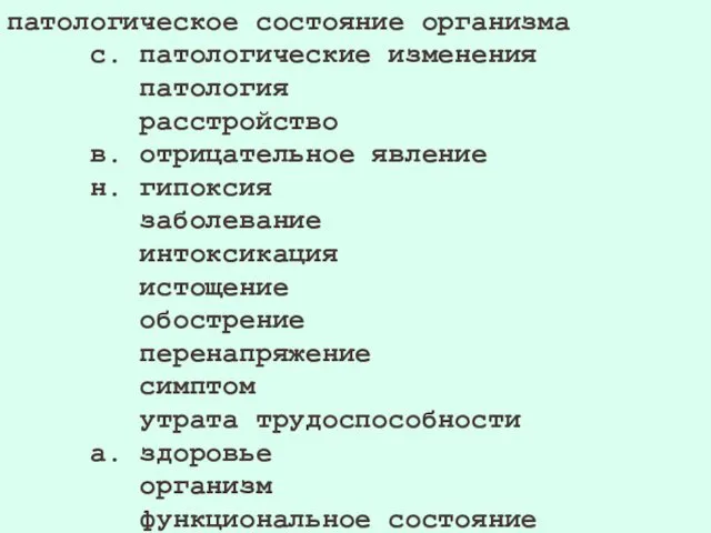 патологическое состояние организма с. патологические изменения патология расстройство в. отрицательное явление