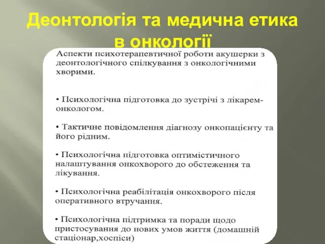 Деонтологія та медична етика в онкології