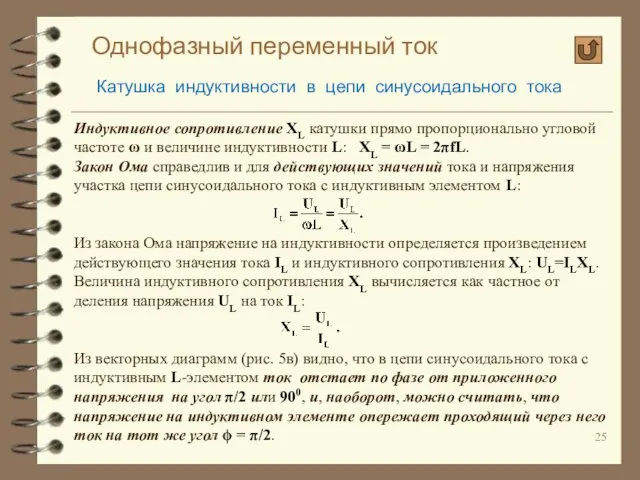 Однофазный переменный ток Катушка индуктивности в цепи синусоидального тока Индуктивное сопротивление