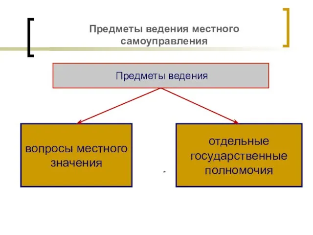 Предметы ведения местного самоуправления Предметы ведения вопросы местного значения отдельные государственные полномочия