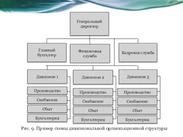 Рис. 9. Пример схемы дивизиональной организационной структуры