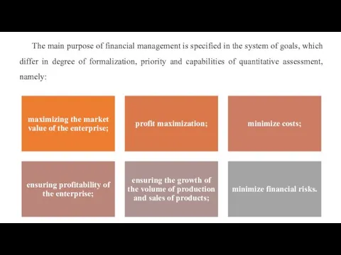 The main purpose of financial management is specified in the system