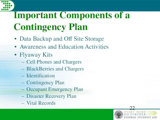 Important Components of a Contingency Plan Data Backup and Off Site