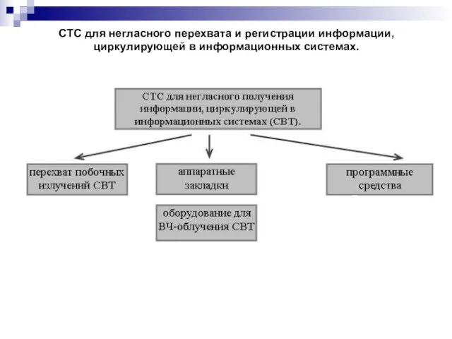 СТС для негласного перехвата и регистрации информации, циркулирующей в информационных системах.