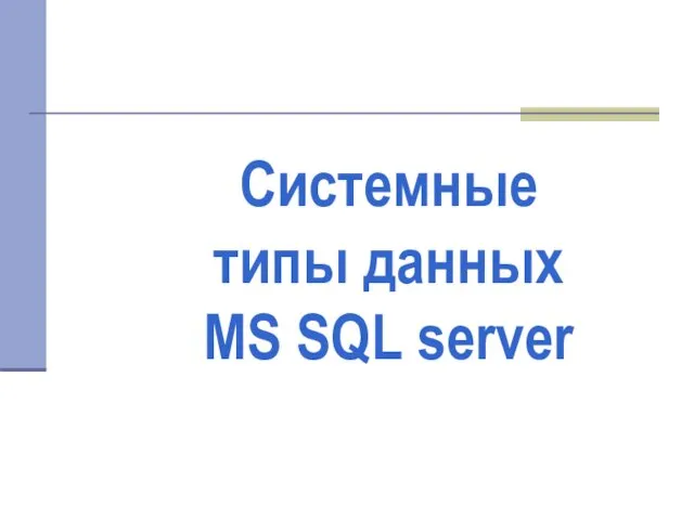 Системные типы данных MS SQL server