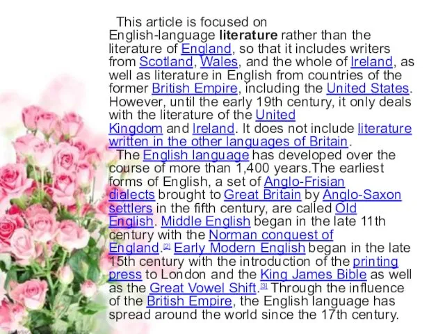 This article is focused on English-language literature rather than the literature