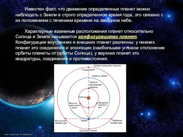 Известен факт, что движение определенных планет можно наблюдать с Земли в