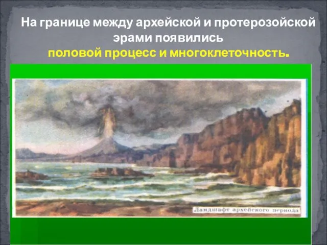 На границе между архейской и протерозойской эрами появились половой процесс и многоклеточность.