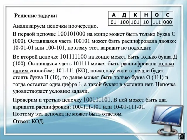 Анализируем цепочки поочередно. В первой цепочке 100101000 на конце может быть