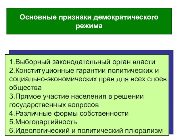 Основные признаки демократического режима