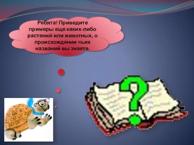 Ребята! Приведите примеры еще каких-либо растений или животных, о происхождении чьих названий вы знаете.