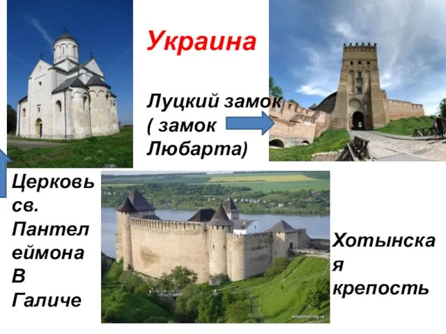 Украина Хотынская крепость Церковь св. Пантелеймона В Галиче Луцкий замок ( замок Любарта)