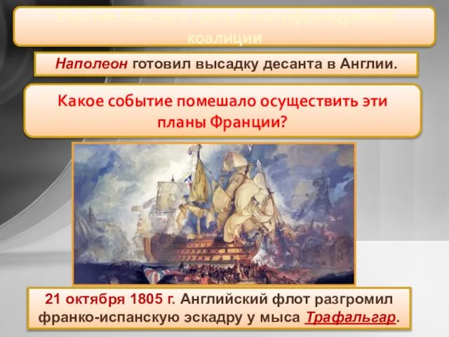 Наполеон готовил высадку десанта в Англии. Участие России в третьей антифранцузской