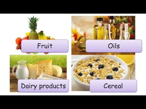 Fruit Oils Dairy products Cereal