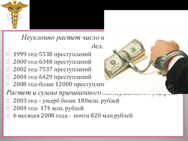 Неуклонно растет число возбужденных уголовных дел. 1999 год-5538 преступлений 2000 год-6348