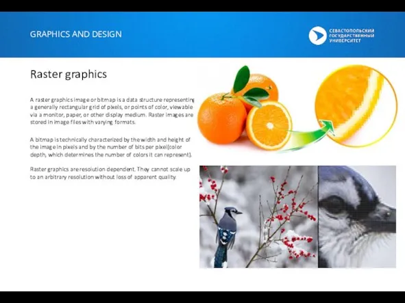 GRAPHICS AND DESIGN Raster graphics A raster graphics image or bitmap