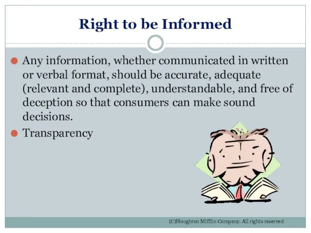 Right to be Informed Any information, whether communicated in written or