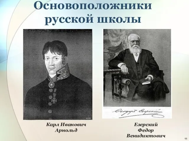 Основоположники русской школы Карл Иванович Арнольд Езерский Федор Венидиктович