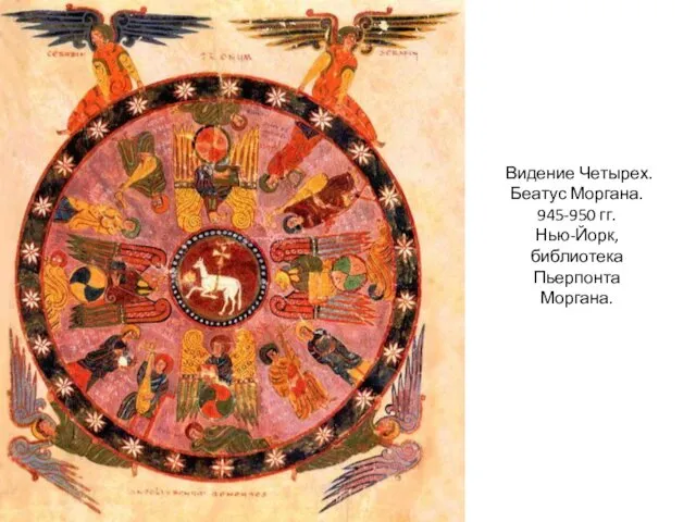 Видение Четырех. Беатус Моргана. 945-950 гг. Нью-Йорк, библиотека Пьерпонта Моргана.