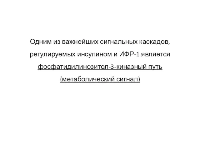 Одним из важнейших сигнальных каскадов, регулируемых инсулином и ИФР-1 является фосфатидилинозитол-3-киназный путь (метаболический сигнал)