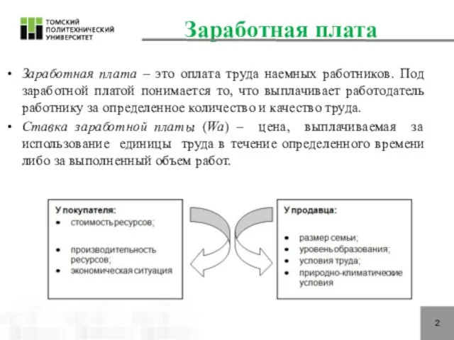 Заработная плата Заработная плата – это оплата труда наемных работников. Под