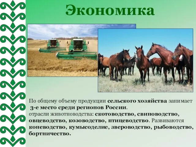 Экономика По общему объему продукции сельского хозяйства занимает 3-е место среди