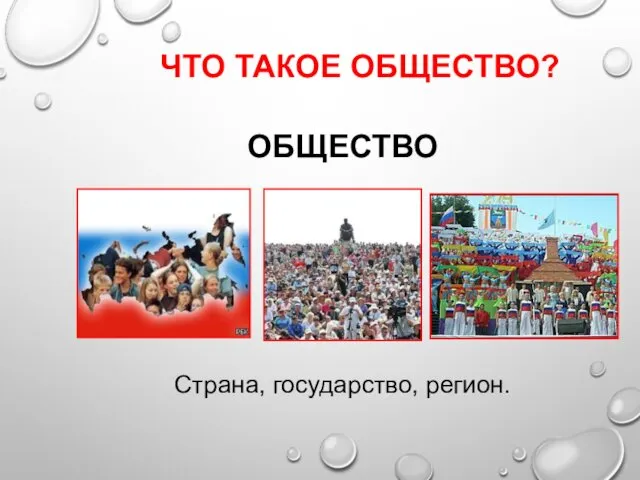 ЧТО ТАКОЕ ОБЩЕСТВО? ОБЩЕСТВО Страна, государство, регион.