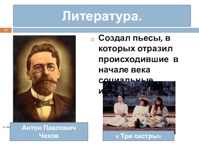 Литература. Создал пьесы, в которых отразил происходившие в начале века социальные