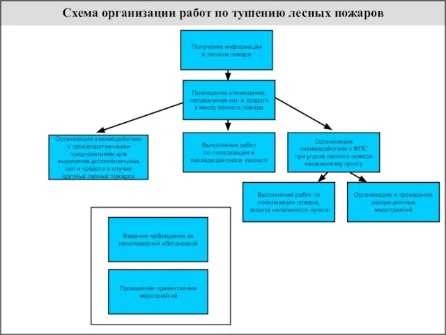 Схема организации работ по тушению лесных пожаров Получение информации о лесном