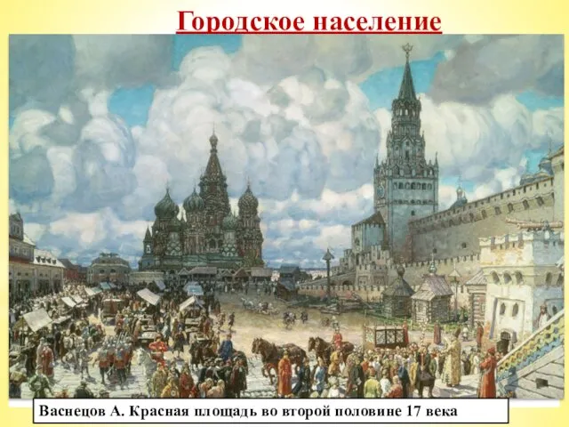 Городское население В XVII в. росла численность городского населения. Уже к