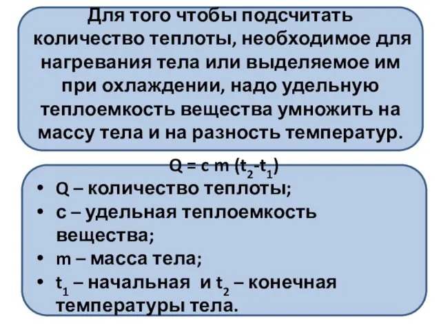 Для того чтобы подсчитать количество теплоты, необходимое для нагревания тела или