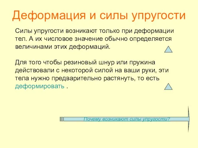 Силы упругости возникают только при деформации тел. А их числовое значение