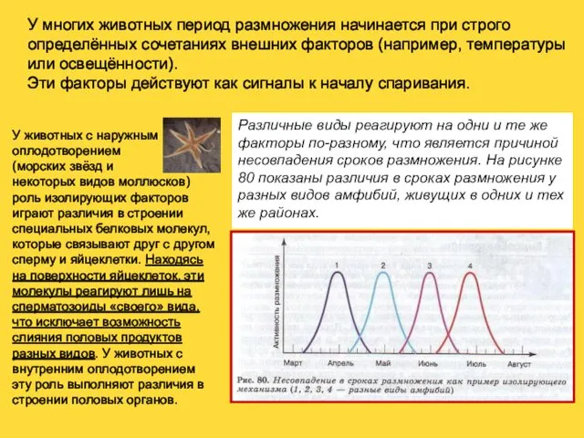 У многих животных период размножения начинается при строго определённых сочетаниях внешних