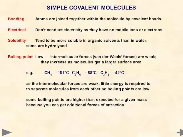 Bonding Atoms are joined together within the molecule by covalent bonds.