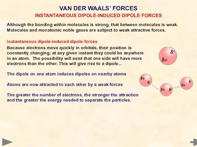 Although the bonding within molecules is strong, that between molecules is