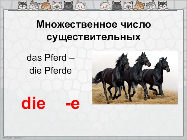 Множественное число существительных das Pferd – die Pferde die -e