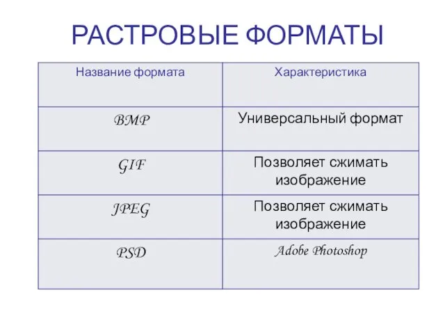 РАСТРОВЫЕ ФОРМАТЫ